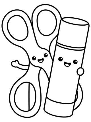 Desenho de Safety Scissors and Glue Stick para colorir e imprimir grátis