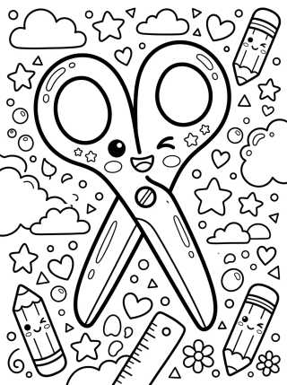 Desenho de Cute School Scissors para colorir e imprimir grátis