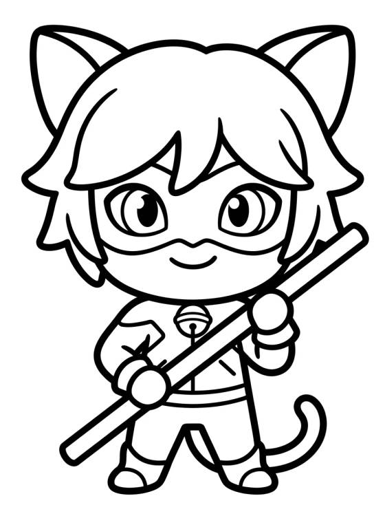Desenho de Smiling Chibi Cat Noir para colorir e imprimir grátis