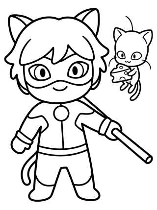 Desenho de Cat Noir with Kwami Plagg para colorir e imprimir grátis