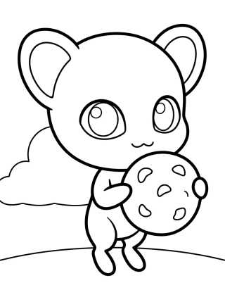 Cute Tikki Kwami para colorir Desenho de Cute Tikki Kwami para colorir e imprimir grátis