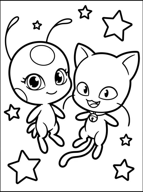 Desenho de Cute Kwamis Tikki and Plagg para colorir e imprimir grátis