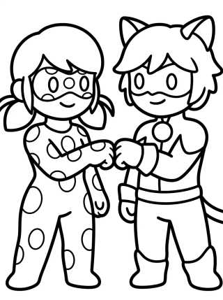 Desenho de Ladybug and Cat Noir Together para colorir e imprimir grátis