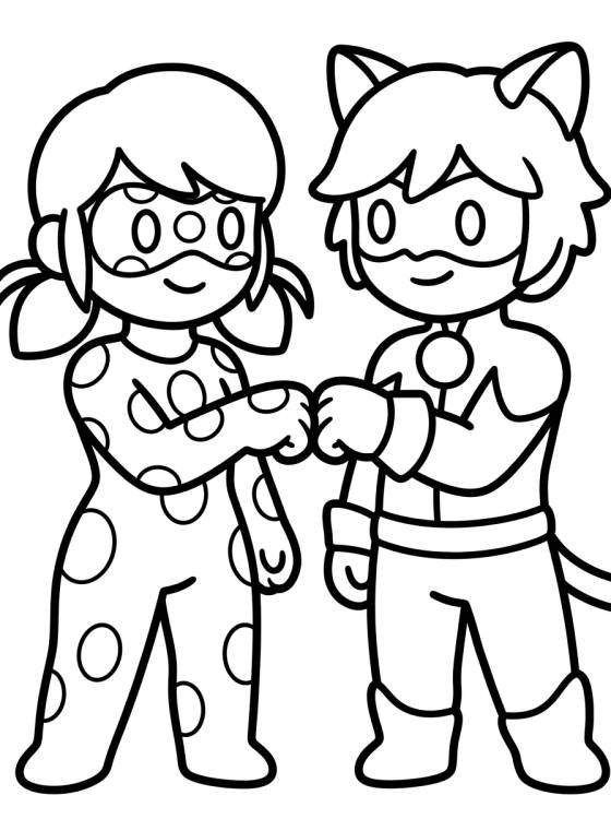 Desenho de Ladybug and Cat Noir Together para colorir e imprimir grátis
