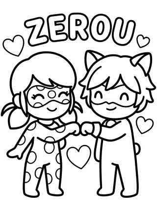 Desenho de Ladybug and Cat Noir Pound It! para colorir e imprimir grátis