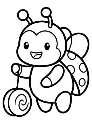 Desenho de Cute Ladybug with Yo-yo para colorir e imprimir grátis