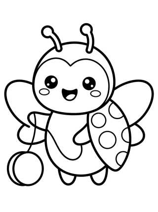 Desenho de Kawaii Smiling Ladybug para colorir e imprimir grátis