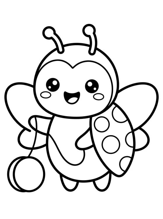 Desenho de Kawaii Smiling Ladybug para colorir e imprimir grátis