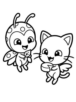 Desenho de Cute Tikki and Plagg Kwamis para colorir e imprimir grátis