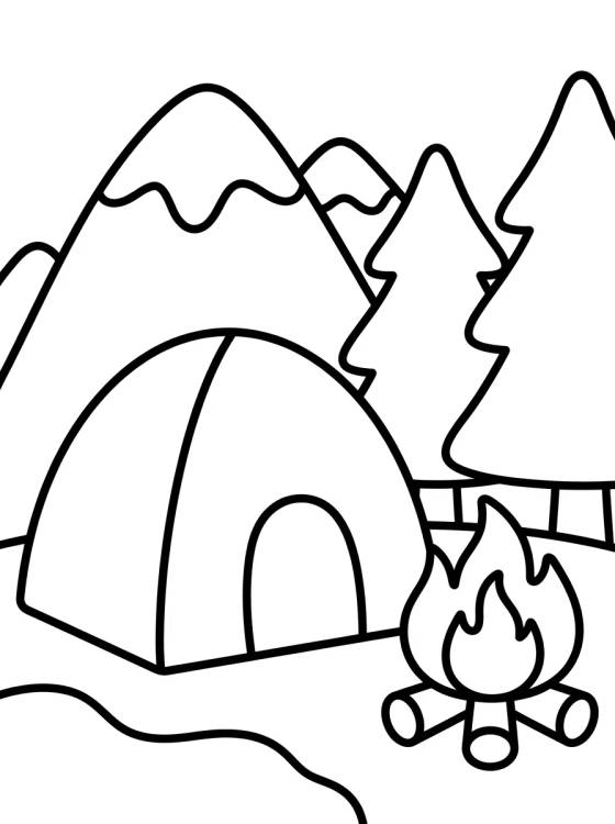 Desenho de Mountain Camping Scene para colorir e imprimir grátis