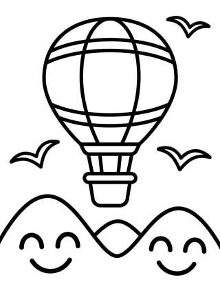 Desenho de Balloon Flying Over Mountains para colorir e imprimir grátis