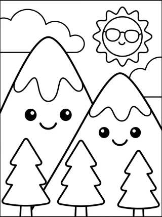 Desenho de Happy Snowy Mountains para colorir e imprimir grátis