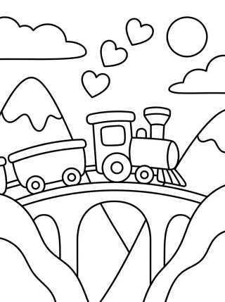 Desenho de High Mountain Train Voyage para colorir e imprimir grátis