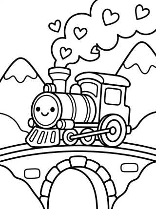 Desenho de Cute Train Traveling Through the Mountains para colorir e imprimir grátis