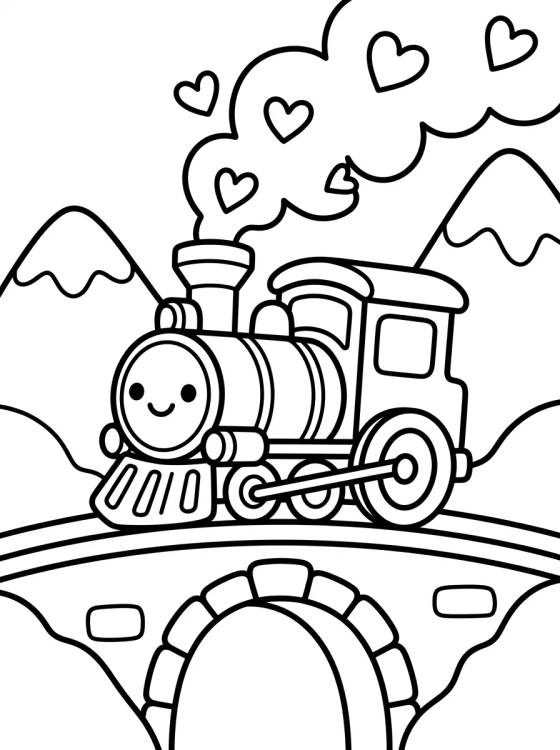Desenho de Cute Train Traveling Through the Mountains para colorir e imprimir grátis