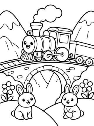 Desenho de Train Traveling through Mountains para colorir e imprimir grátis