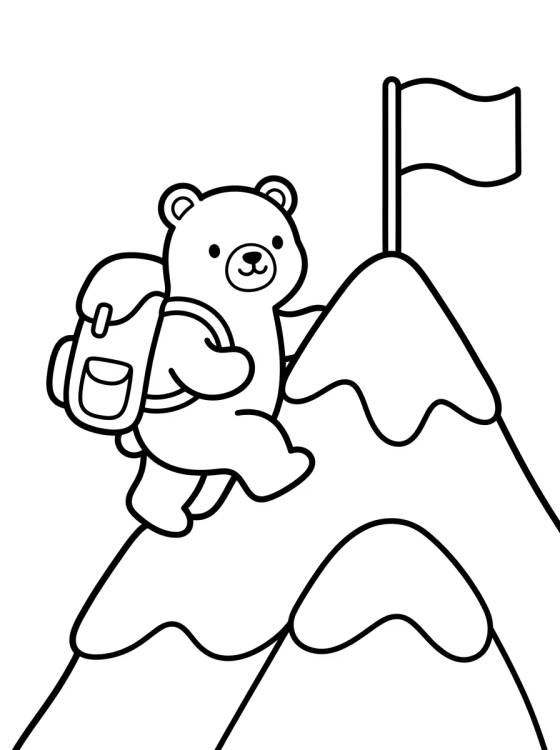 Desenho de Little Bear Hiking Up the Mountain para colorir e imprimir grátis