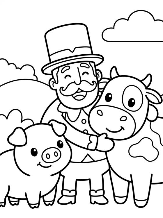 Bita and Farm Animals para colorir Desenho de Bita and Farm Animals para colorir e imprimir grátis