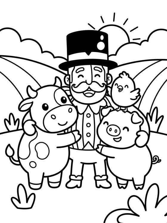 Desenho de Bita and Farm Animals para colorir e imprimir grátis