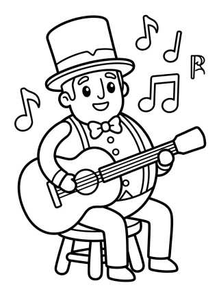 Desenho de Bita Playing Guitar para colorir e imprimir grátis