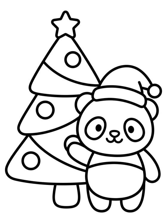 Desenho de Decorated Christmas Tree and Little Bear para colorir e imprimir grátis