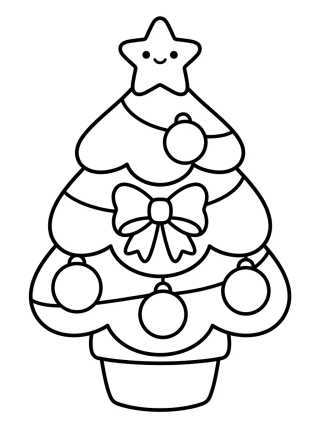 Desenho de Cute Decorated Christmas Tree para colorir e imprimir grátis