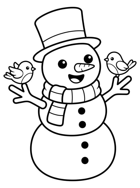 Desenho de Cheerful Snowman with Scarf para colorir e imprimir grátis