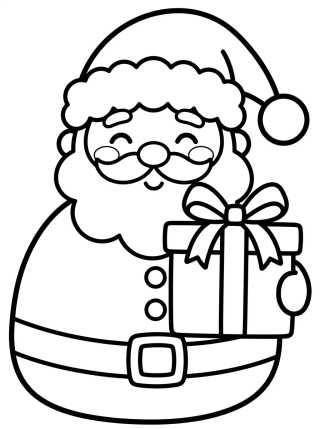 Desenho de Kawaii Santa Claus with Gift para colorir e imprimir grátis