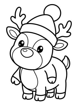 Desenho de Christmas Reindeer with Santa Hat para colorir e imprimir grátis