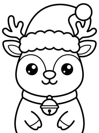 Kawaii Christmas Reindeer para colorir Desenho de Kawaii Christmas Reindeer para colorir e imprimir grátis