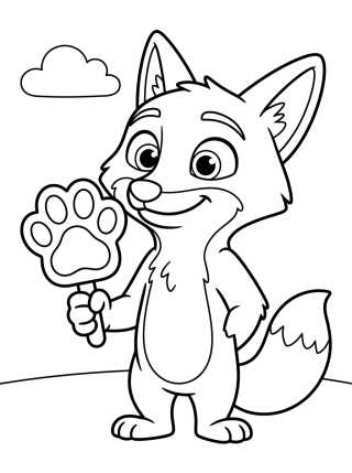 Desenho de Nick Wilde Eating a Pawpsicle para colorir e imprimir grátis