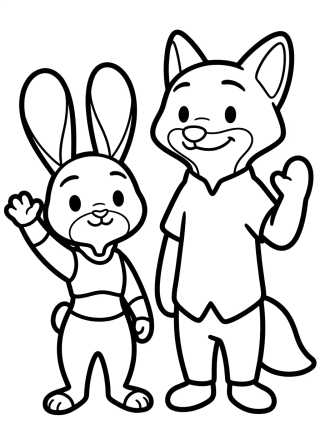 Desenho de Friends Nick Wilde and Judy Hopps para colorir e imprimir grátis