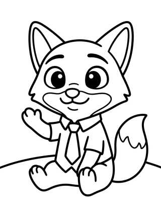 Desenho de Cute Nick Wilde Waving para colorir e imprimir grátis