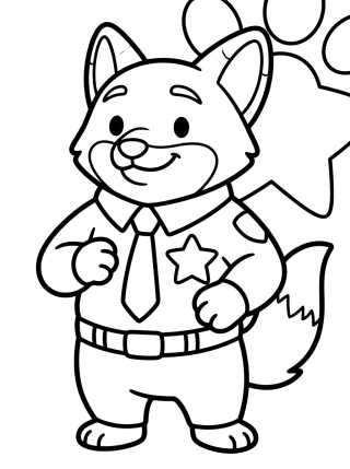 Desenho de Kawaii Police Officer Nick Wilde para colorir e imprimir grátis