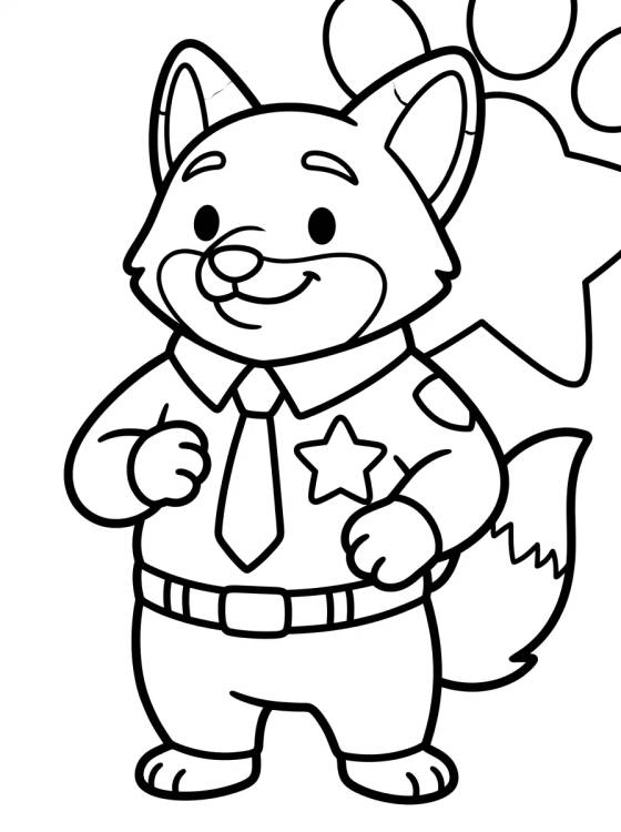 Desenho de Kawaii Police Officer Nick Wilde para colorir e imprimir grátis
