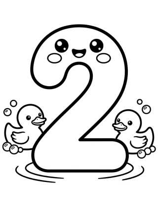 Desenho de Number 2 with Rubber Duckies para colorir e imprimir grátis