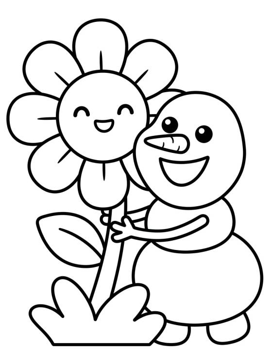 Desenho de Olaf Hugging a Summer Flower para colorir e imprimir grátis