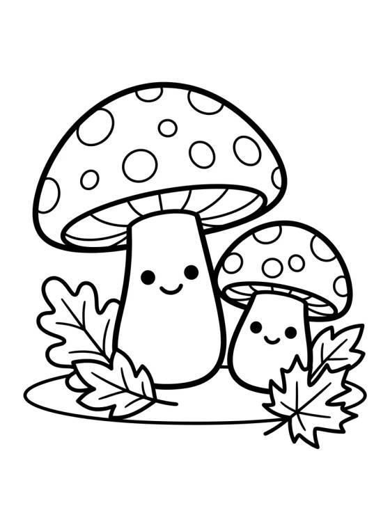 Desenho de Mushrooms and Autumn Leaves para colorir e imprimir grátis