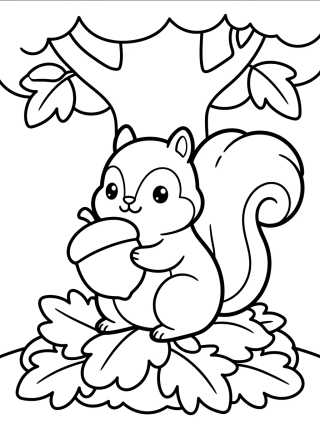Desenho de Autumn Squirrel with Nut para colorir e imprimir grátis
