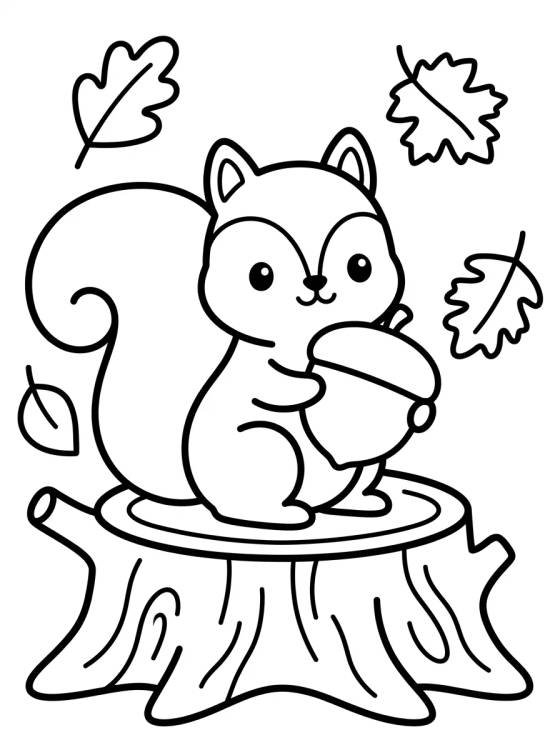 Desenho de Cute Autumn Squirrel para colorir e imprimir grátis