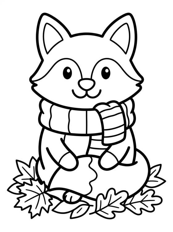 Desenho de Little Autumn Fox with a Scarf para colorir e imprimir grátis