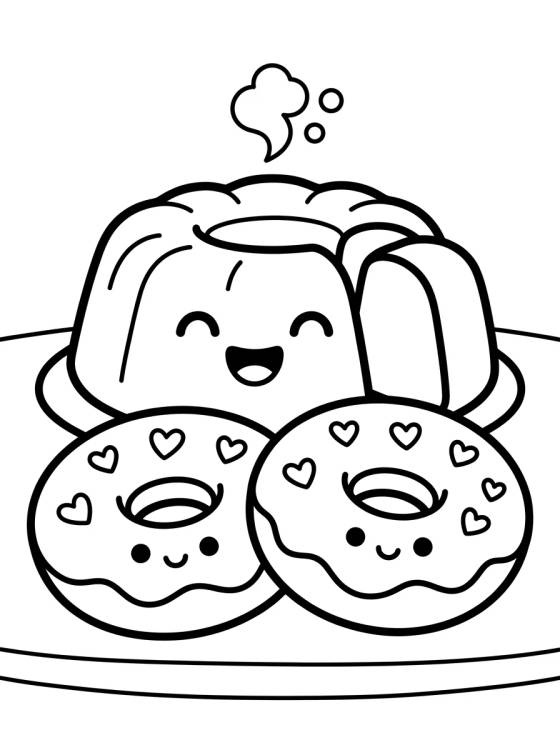 Desenho de Cornbread Cake and Donuts para colorir e imprimir grátis