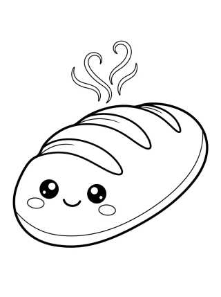 Desenho de Warm Kawaii French Bread para colorir e imprimir grátis