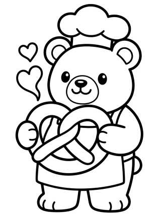 Desenho de Baker Bear with Pretzel para colorir e imprimir grátis