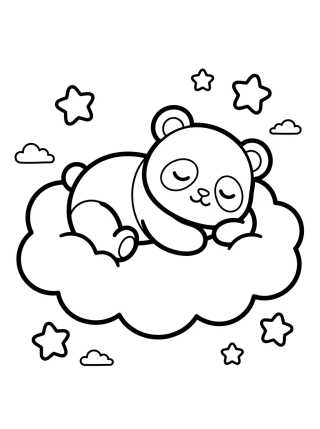 Desenho de Baby Panda Sleeping on a Cloud para colorir e imprimir grátis