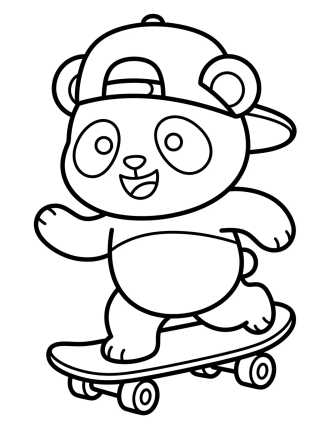 Desenho de Panda Riding a Skateboard para colorir e imprimir grátis