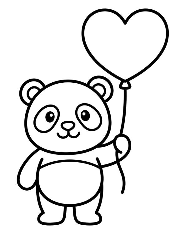 Desenho de Panda with Heart Balloon para colorir e imprimir grátis