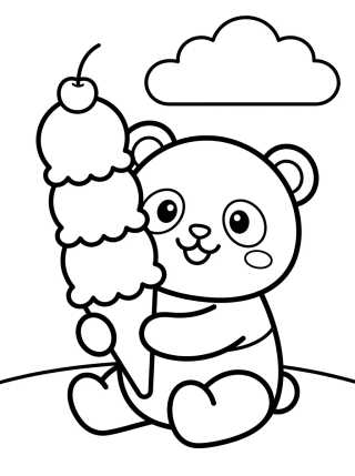 Desenho de Panda with Ice Cream para colorir e imprimir grátis