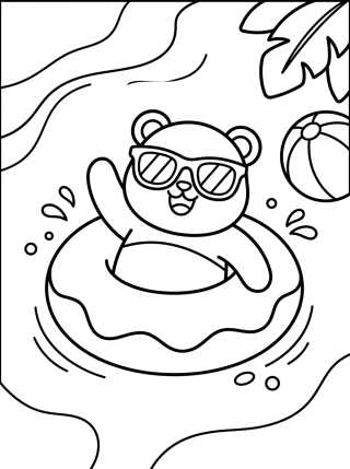 Desenho de Vacation Panda in the Pool para colorir e imprimir grátis