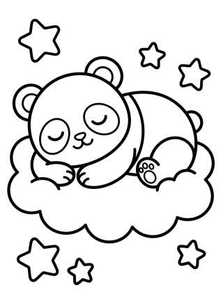 Desenho de Panda Sleeping on a Cloud para colorir e imprimir grátis